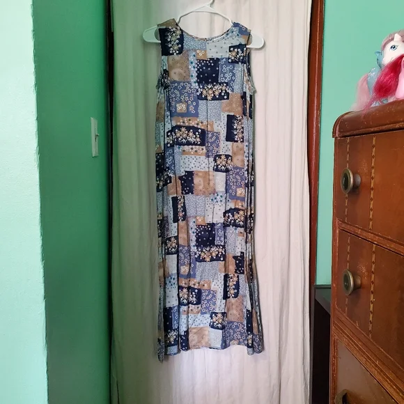 grunge 90s floral dress Romantic Rose 90s Double Layered Maxi Dress